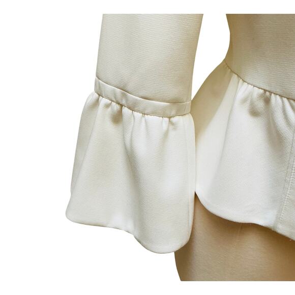 White House Black Market Peplum Blazer SZ 12 Cream Off-White - Picture 5 of 10